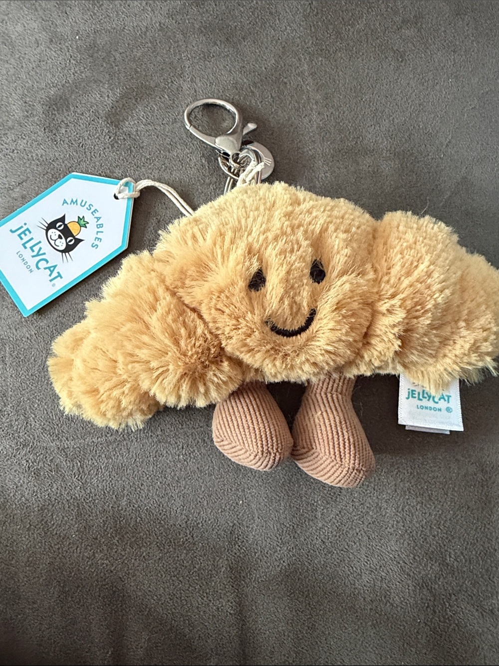 Jellycat Plush Croissant Keyring - Tan & Brown